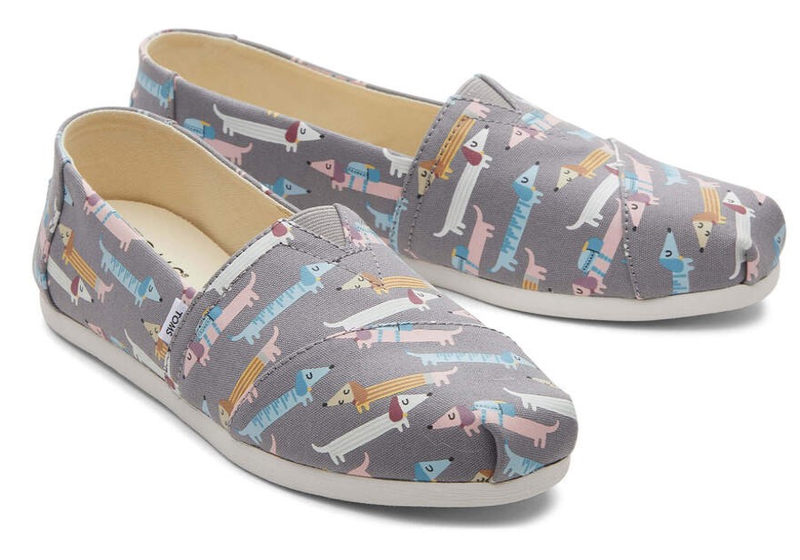 TOMS Exclusives | Women'S Grey Glow In The Dark Back To School Dogs Alpargatas | Toms