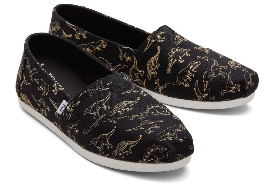 TOMS Exclusives | Women'S Black Alpargata Dino Glow In The Dark Espadrille Slip On | Toms