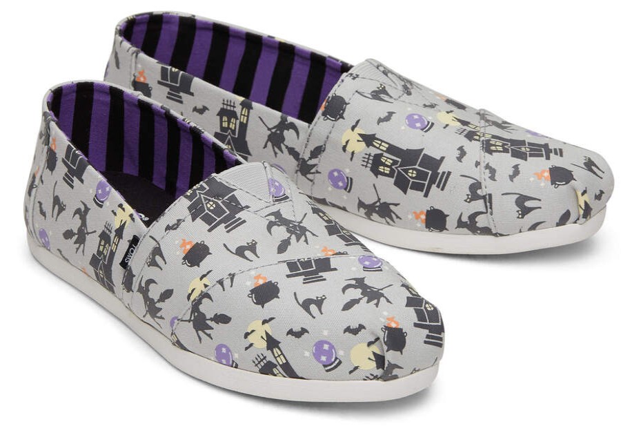 TOMS Exclusives | Women'S Grey Glow In The Dark Witches And Cat Print Alpargatas | Toms