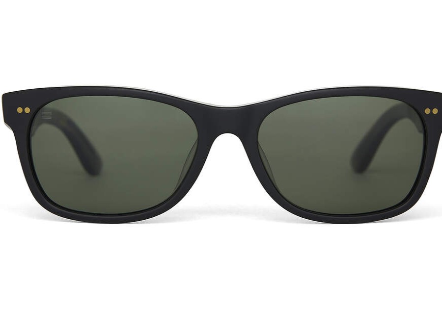 TOMS Sunglasses | Beachmaster 301 Matte Black Frame Green Grey Polarized Lens | Toms