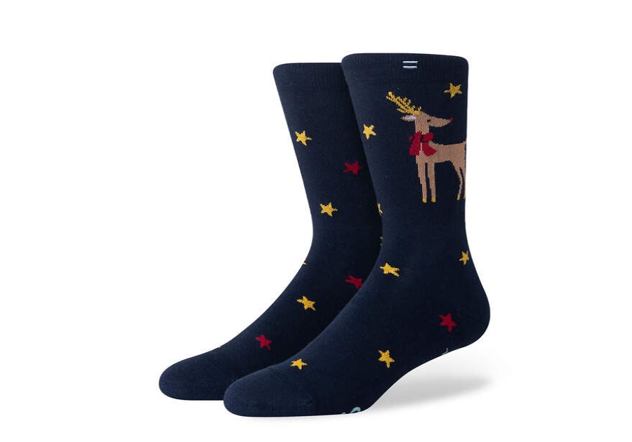 TOMS Exclusives | Women'S Blue Reindeer Print High Crew Socks | Toms