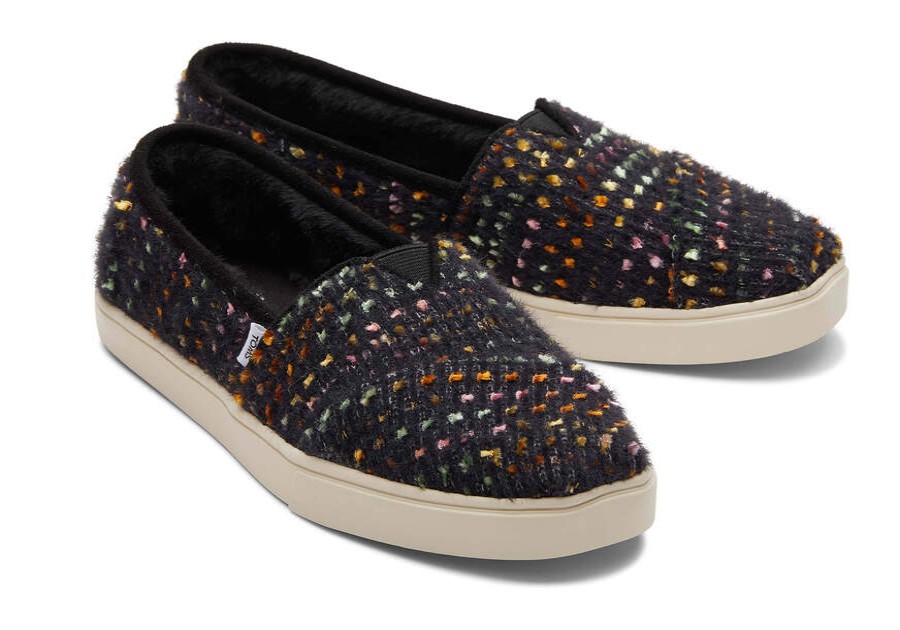 TOMS Exclusives | Women'S Black Chenille Sweater Knit Faux Fur Alpargatas | Toms