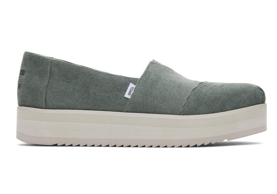 TOMS Alpargatas | Women'S Green Micro Corduroy Alpargatas | Toms