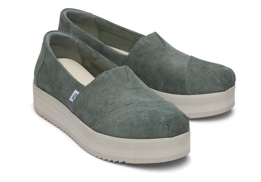 TOMS Alpargatas | Women'S Green Micro Corduroy Alpargatas | Toms