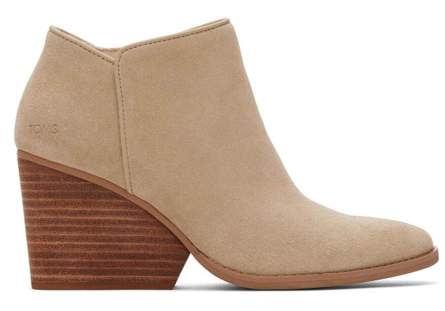 TOMS Exclusives | Womens Hadley Natural Suede Heeled Boots | Toms