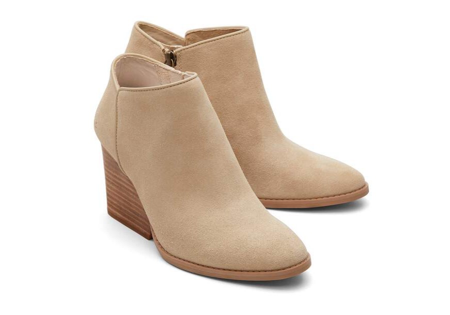 TOMS Exclusives | Womens Hadley Natural Suede Heeled Boots | Toms