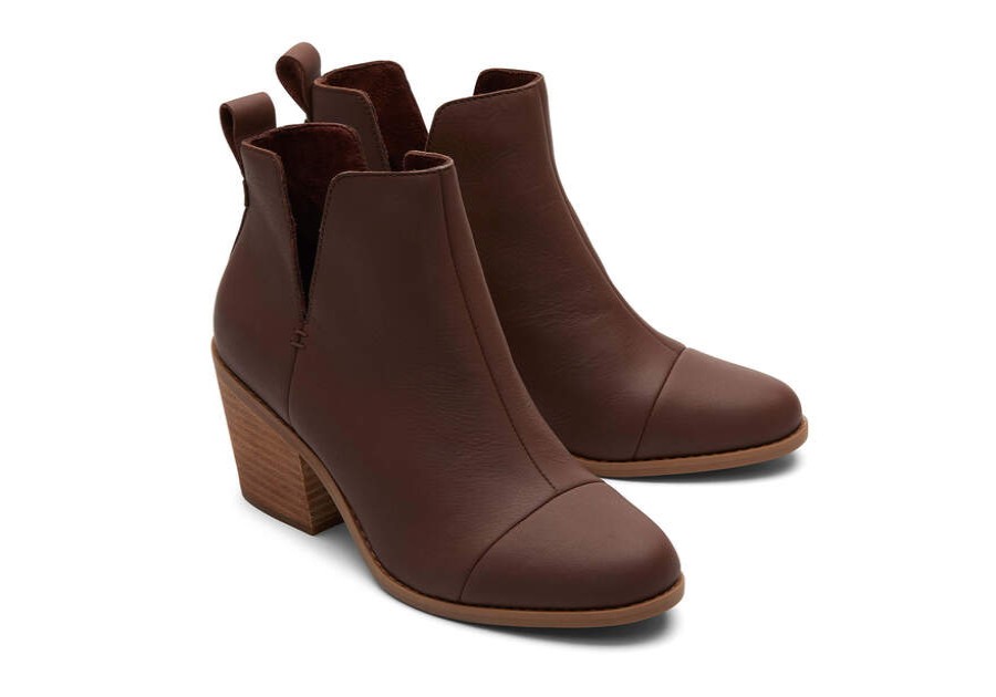 TOMS Boots & Booties | Women'S Brown Leather Everly Cutout Boots | Toms