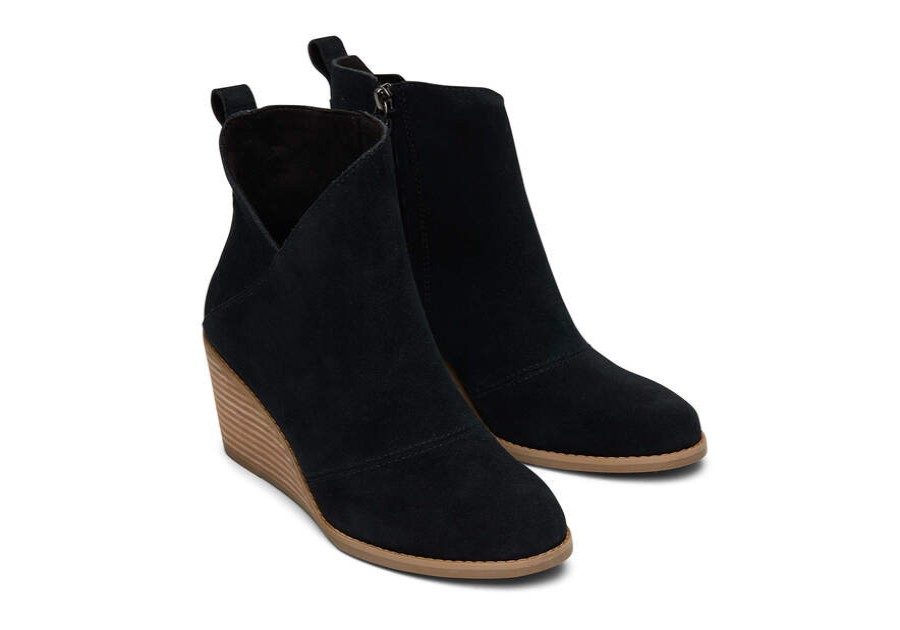 TOMS Boots & Booties | Women'S Black Suede Sutton Boots | Toms