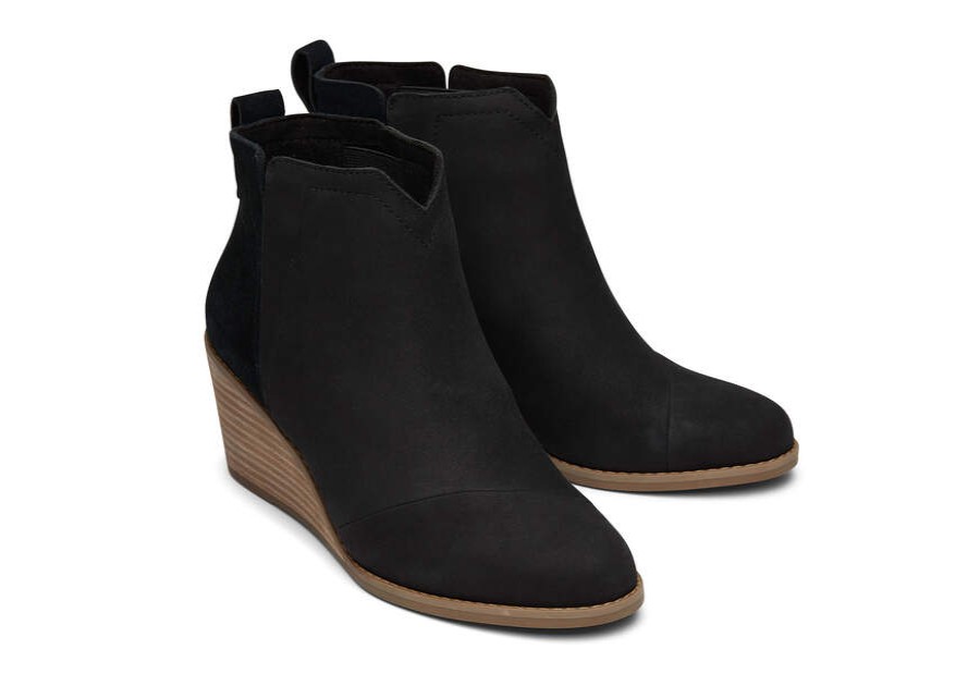 TOMS Boots & Booties | Women'S Black Leather Suede Clare Boots | Toms