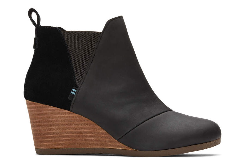 TOMS Boots & Booties | Black Leather And Suede Women'S Kelsey Booties | Toms