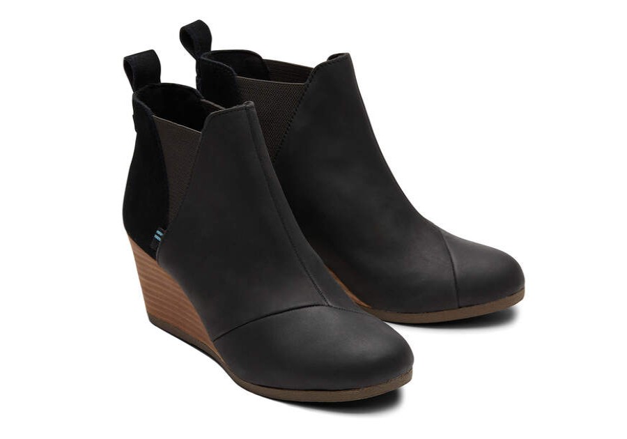 TOMS Boots & Booties | Black Leather And Suede Women'S Kelsey Booties | Toms