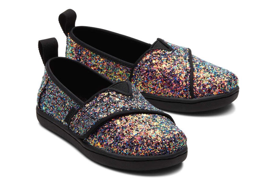 TOMS Prints & Patterns | Tiny'S Black Chunky Glitter Alpargatas | Toms