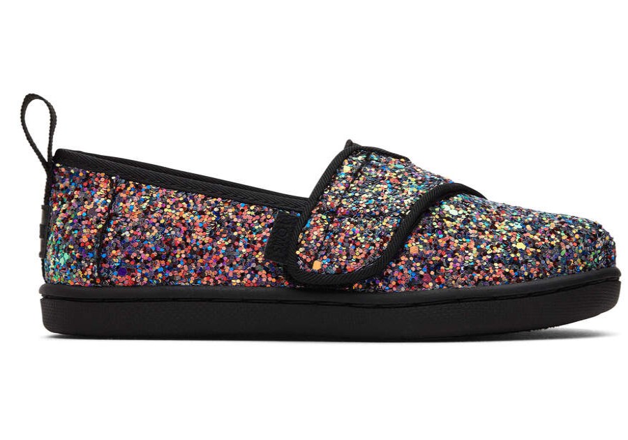 TOMS Prints & Patterns | Tiny'S Black Chunky Glitter Alpargatas | Toms