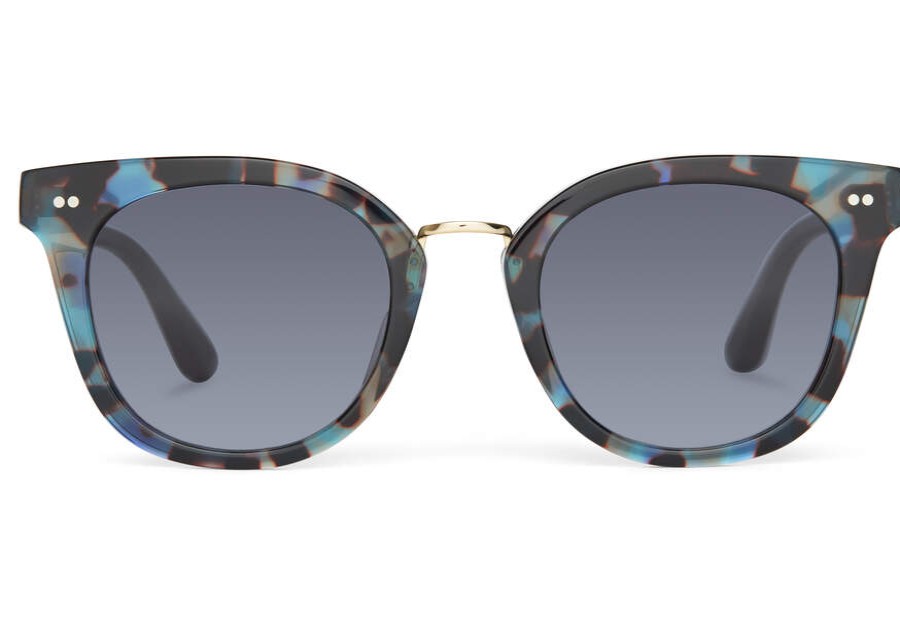 TOMS Sunglasses | Cecilia Blue Tortoise Gold Grey Gradient Lens | Toms