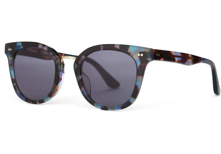 TOMS Sunglasses | Cecilia Blue Tortoise Gold Grey Gradient Lens | Toms