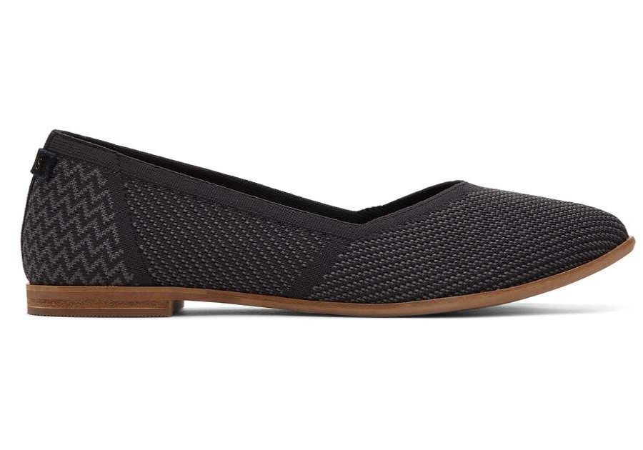 TOMS Dress Casual | Women'S Black Repreve Knit Jutti Neat Eco Flats | Toms