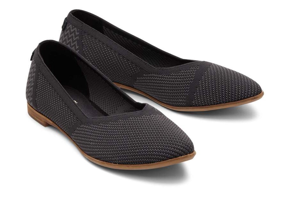 TOMS Dress Casual | Women'S Black Repreve Knit Jutti Neat Eco Flats | Toms