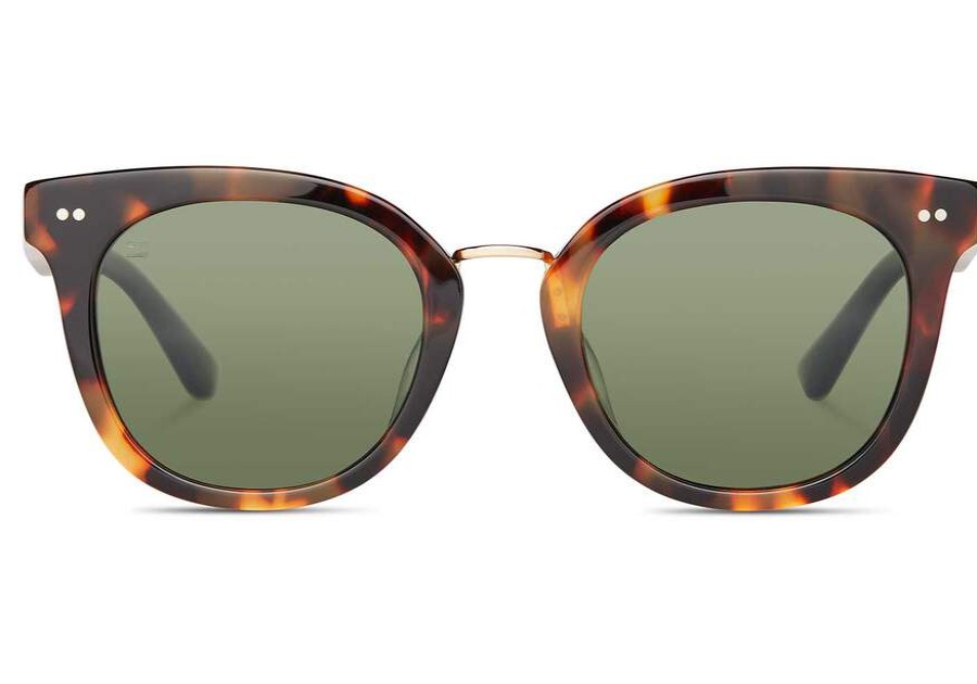 TOMS Sunglasses | Cecilia Blonde Tortoise Bottle Green Polar Lens | Toms