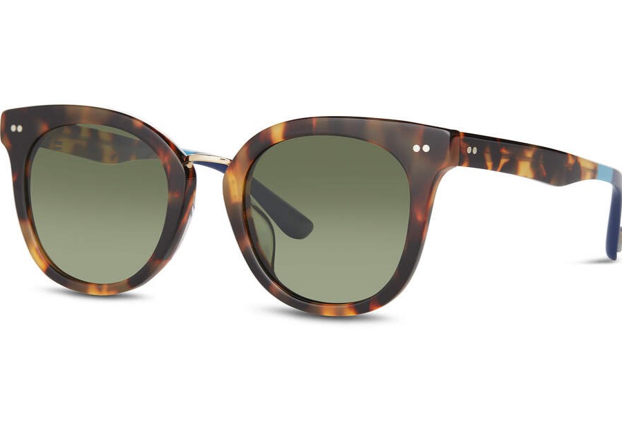 TOMS Sunglasses | Cecilia Blonde Tortoise Bottle Green Polar Lens | Toms