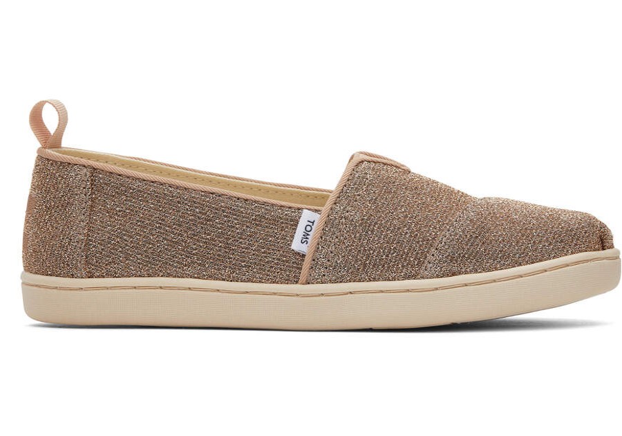 TOMS Matching Styles | Youth'S Gold Sparkle Knit Alpargatas | Toms