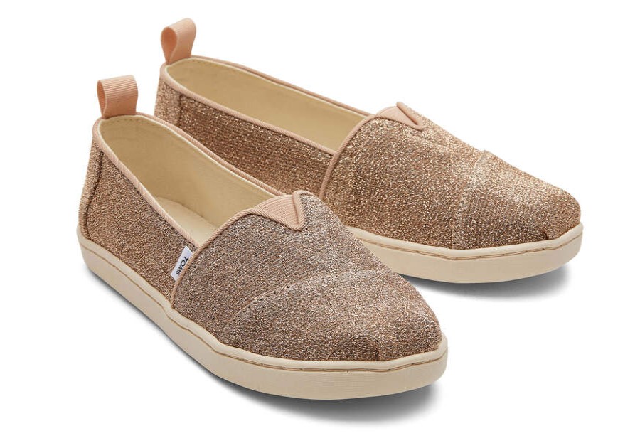 TOMS Matching Styles | Youth'S Gold Sparkle Knit Alpargatas | Toms