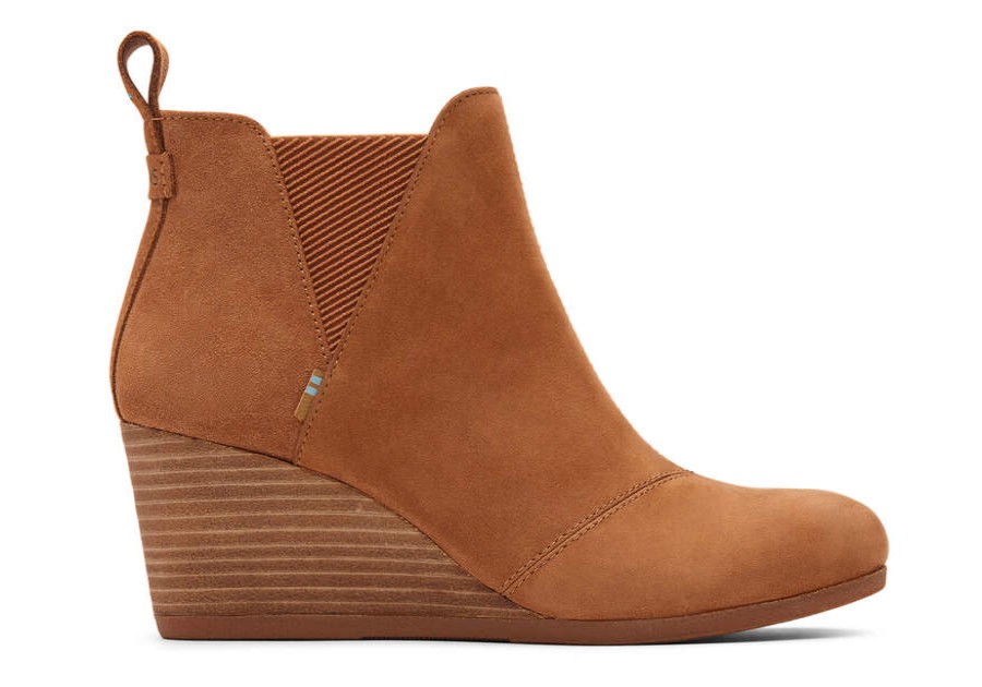 TOMS Boots & Booties | Kelsey Boot Brown Suede Wedge Heel Ortholite | Toms