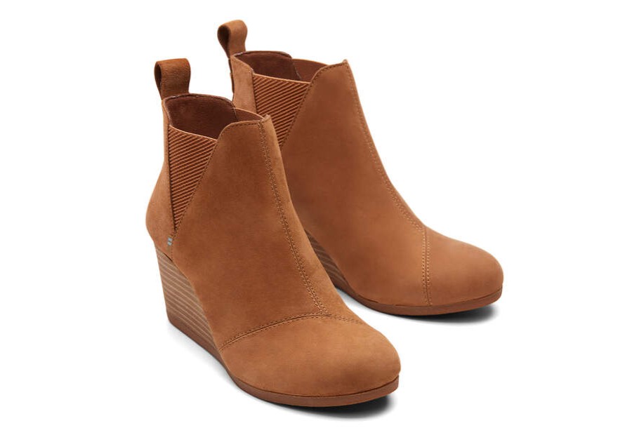 TOMS Boots & Booties | Kelsey Boot Brown Suede Wedge Heel Ortholite | Toms