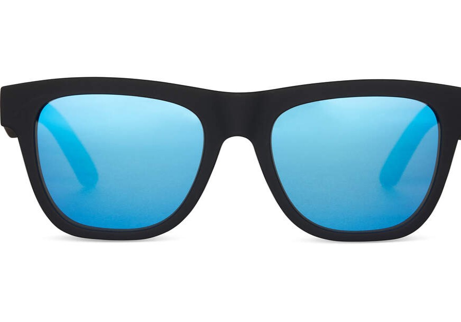 TOMS Sunglasses | Traveler Dalston Matte Black Blue Mirrored Lens | Toms