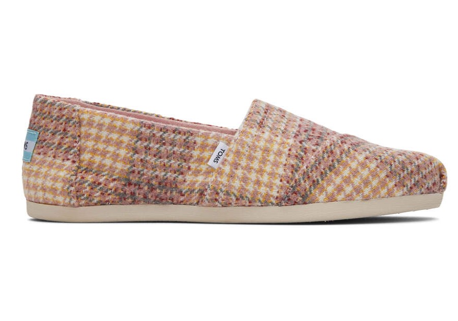 TOMS Alpargatas | Women'S Pink Plaid Tweed Alpargatas | Toms