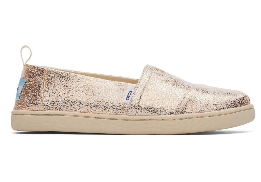 TOMS Matching Styles | Youth Gold Crackle Foil Alpargata | Toms