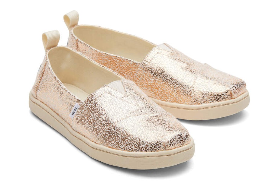 TOMS Matching Styles | Youth Gold Crackle Foil Alpargata | Toms