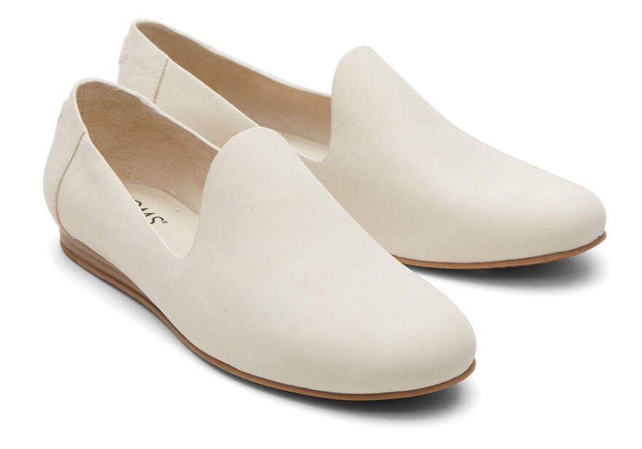 TOMS Dress Casual | Womens Darcy Cream Leather Flat | Toms