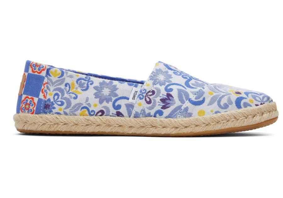 TOMS Alpargatas | Women'S Blue Mediterranean Tiles Rope Espadrille Slip On | Toms