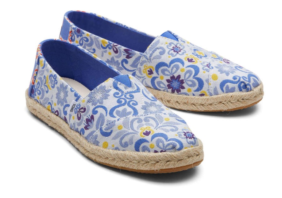 TOMS Alpargatas | Women'S Blue Mediterranean Tiles Rope Espadrille Slip On | Toms