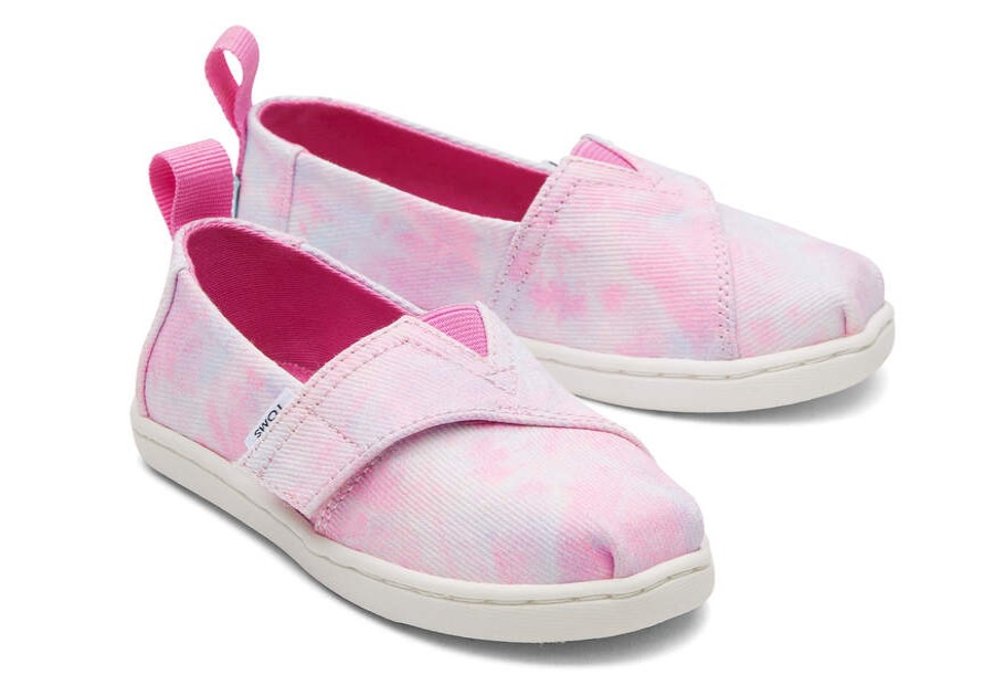 TOMS Prints & Patterns | Tiny Neon Pink Multi Tie Dye Twill Alpargata | Toms