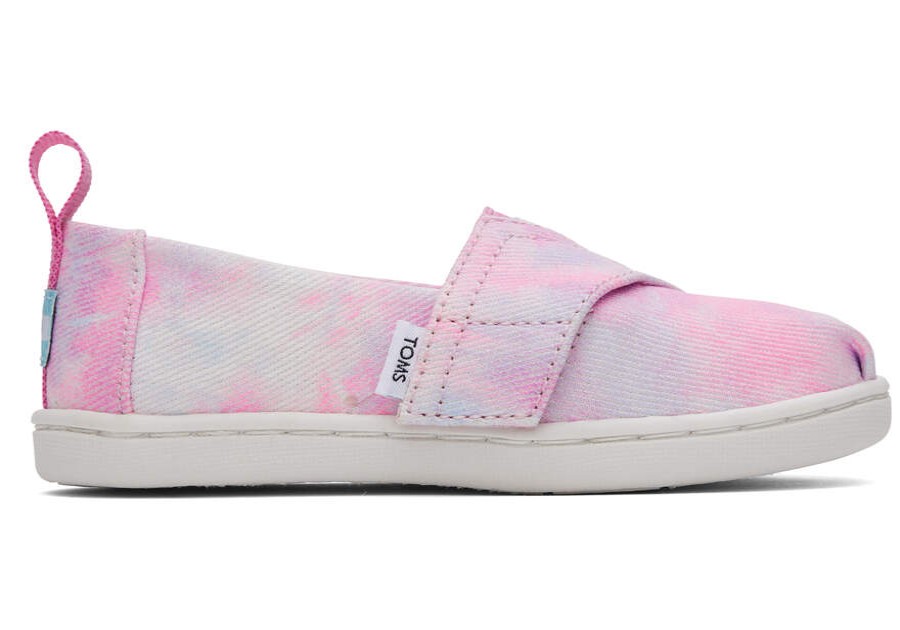 TOMS Prints & Patterns | Tiny Neon Pink Multi Tie Dye Twill Alpargata | Toms