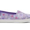 TOMS Prints & Patterns | Youth'S Purple Star Bursts Glimmer Twill Alpargatas | Toms