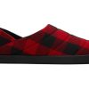 TOMS Prints & Patterns | Men'S Red Plaid Buffalo Plaid Fleece Ezra Slippers | Toms