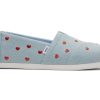 TOMS Exclusives | Womens Alpargata Denim Embroidered Hearts Espadrille | Toms