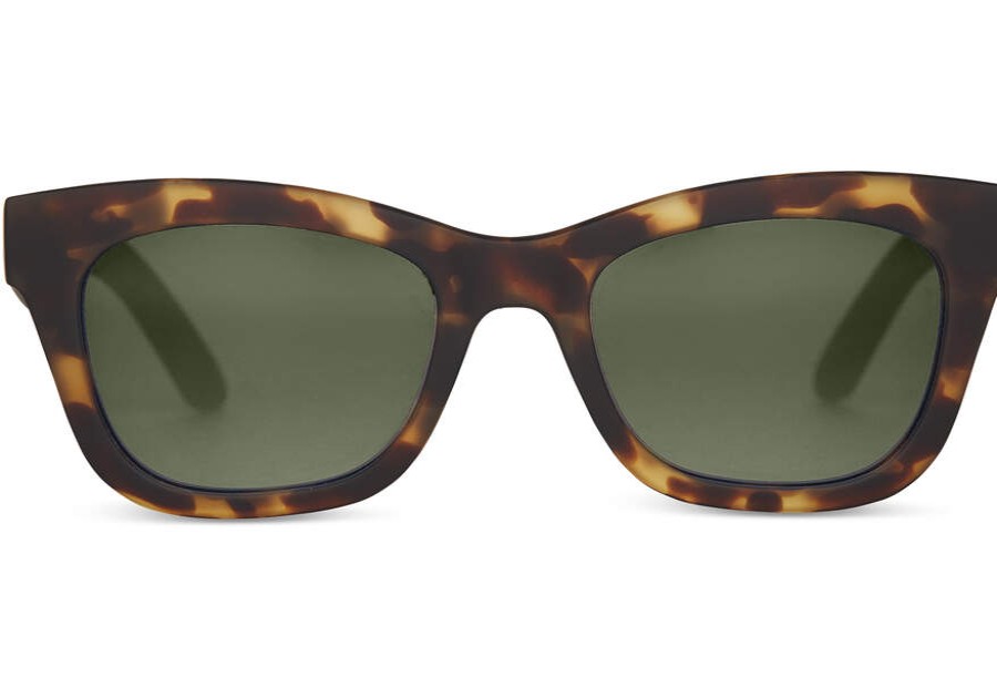 TOMS Sunglasses | Traveler Paloma Matte Blonde Tortoise Polarized Green Lens | Toms