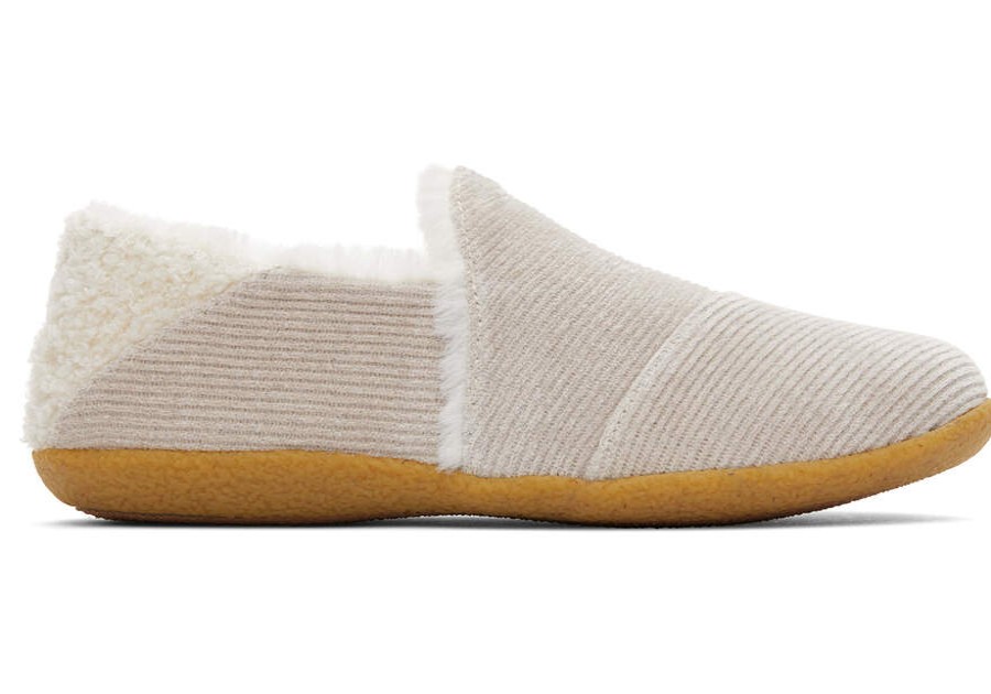 TOMS Exclusives | Women'S Natural Glitter Rib Knit Faux Shearling India Slippers | Toms