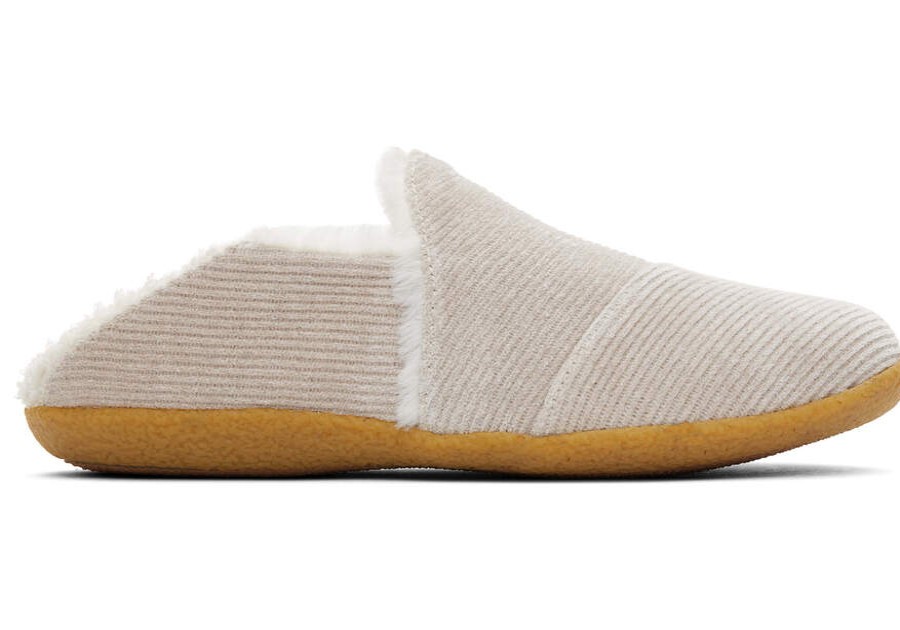 TOMS Exclusives | Women'S Natural Glitter Rib Knit Faux Shearling India Slippers | Toms