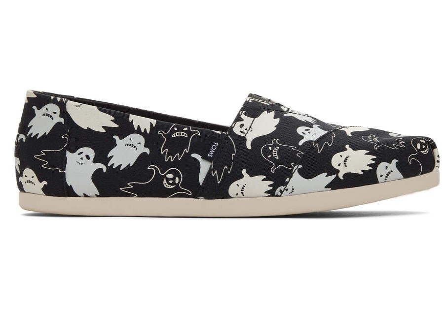 TOMS Exclusives | Women'S Black Glow In The Dark Ghosts Print Alpargatas | Toms