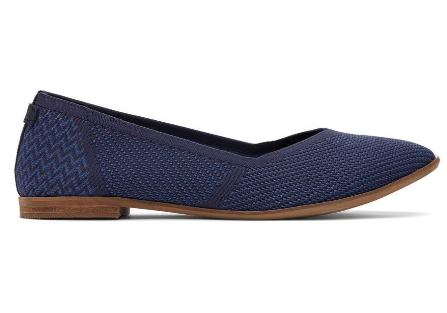 TOMS Dress Casual | Women'S Navy Repreve Knit Jutti Neat Eco Flats | Toms