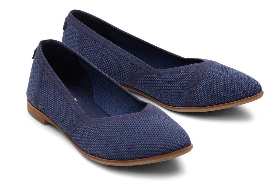 TOMS Dress Casual | Women'S Navy Repreve Knit Jutti Neat Eco Flats | Toms