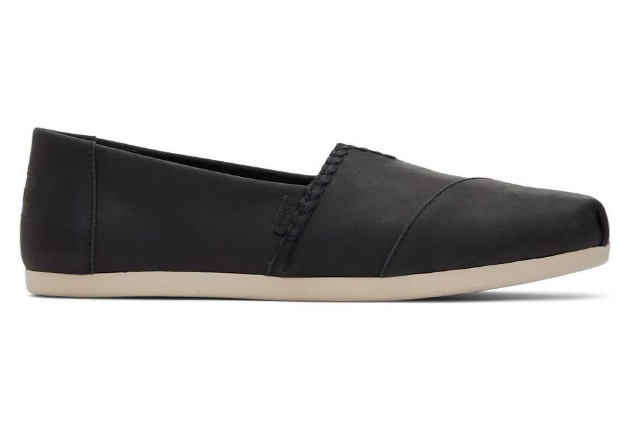 TOMS Alpargatas | Womens Alpargata Black Leather Espadrille | Toms