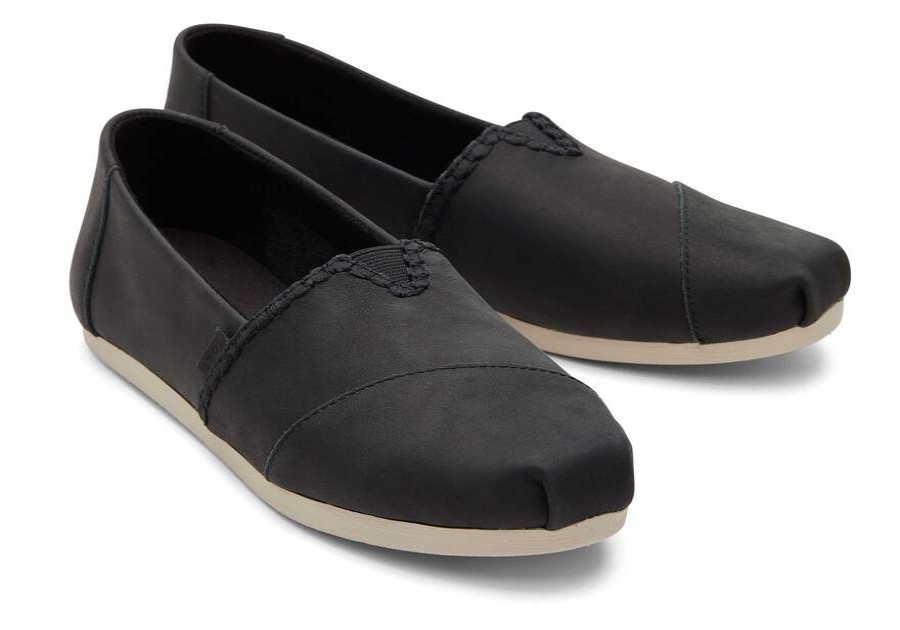 TOMS Alpargatas | Womens Alpargata Black Leather Espadrille | Toms