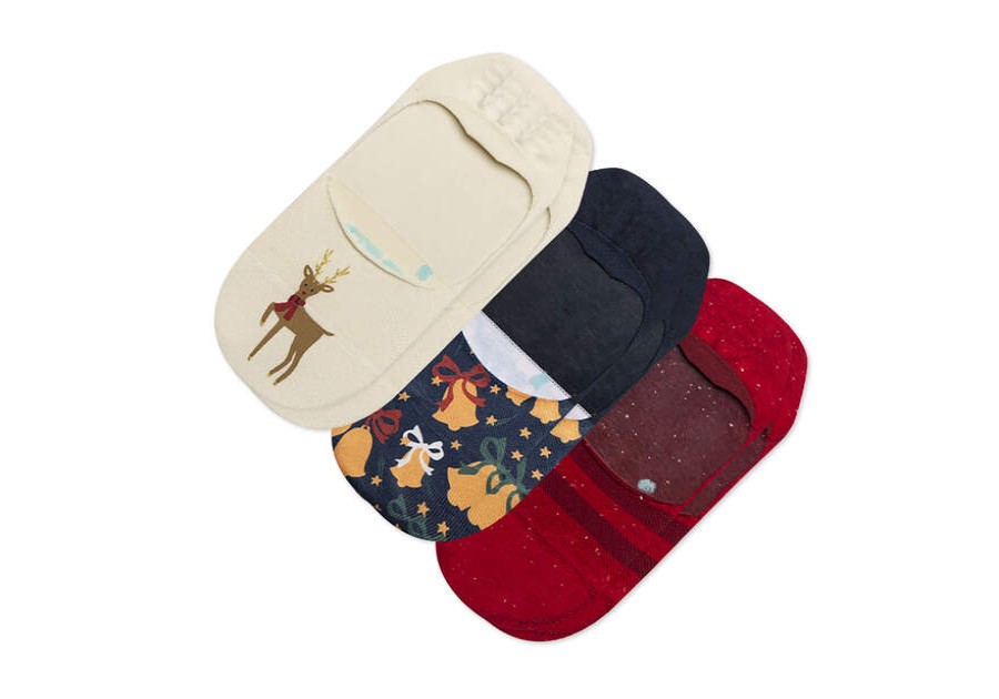 TOMS Exclusives | Women'S Print Ultimate No Show Socks Reindeer 3 Pack | Toms