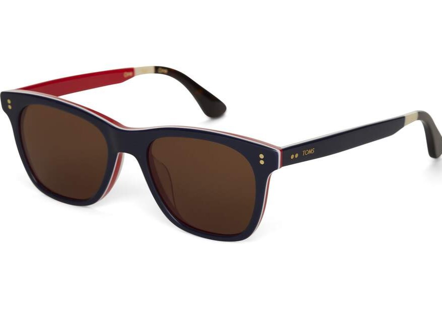 TOMS Sunglasses | Fitzpatrick Navy Multi Lamination Brown Lens | Toms