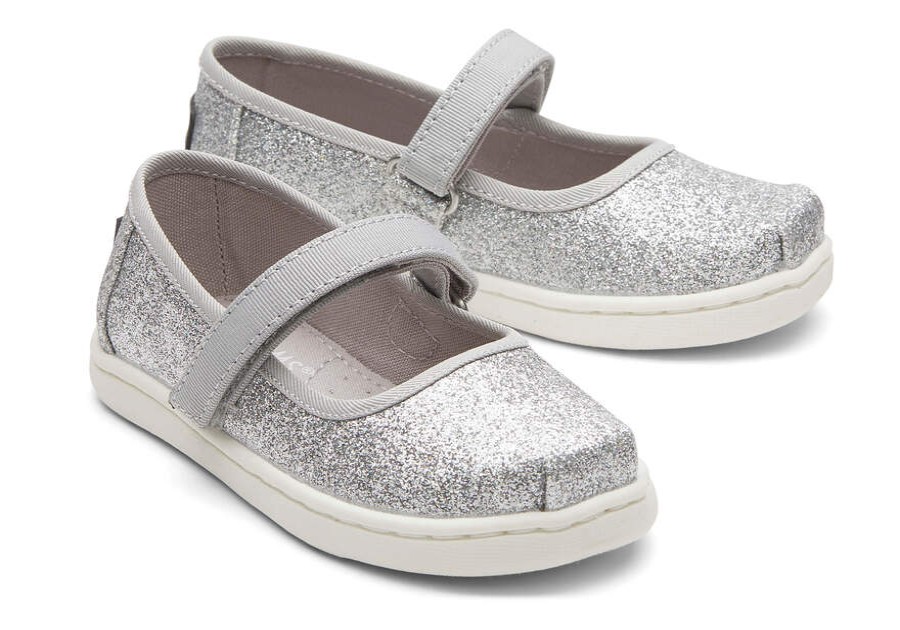 TOMS Special Occasions | Silver Iridescent Glimmer Tiny Toms Mary Janes | Toms